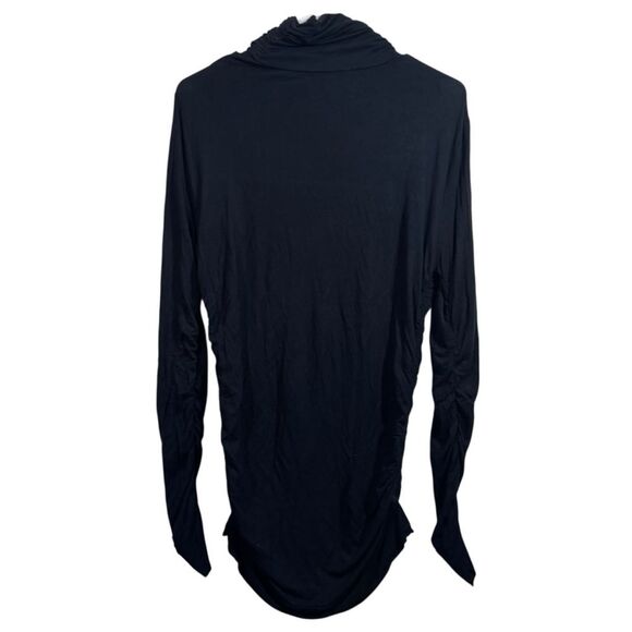 Soft Surroundings Black Turtle Neck Tunic Length Ruched Side Long Sleeve Shirt - Picture 2 of 6